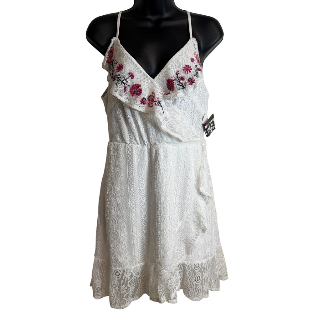 Trixx Women Dress Fit Flare Size Medium Faux Wrap Boho Festival Ruffle NWT New